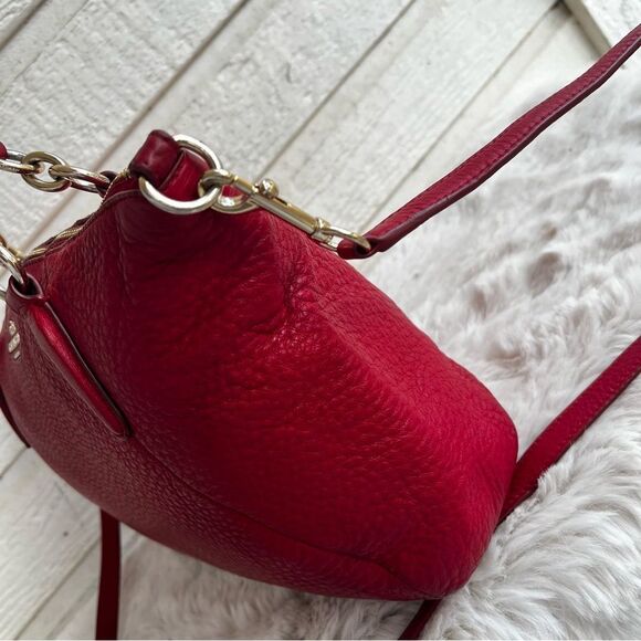 COACH Red Leather Kelsey Prairie Satchel Tote Crossbody - Picture 2 of 10